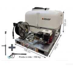 Nettoyeur haute pression sur skid enfourchable  - Cuve 500 litre  - pompe 180 Bar