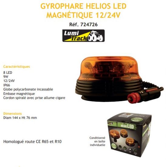 GYROPHARE HELIOS LED MAGNETIQUE 12/24V