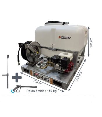 Nettoyeur haute pression sur skid enfourchable  - Cuve 500 litre  - pompe 180 Bar